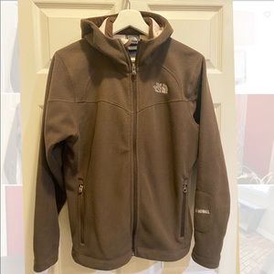 Ladies Brown The North Face Windwall Coat size Medium with Hood